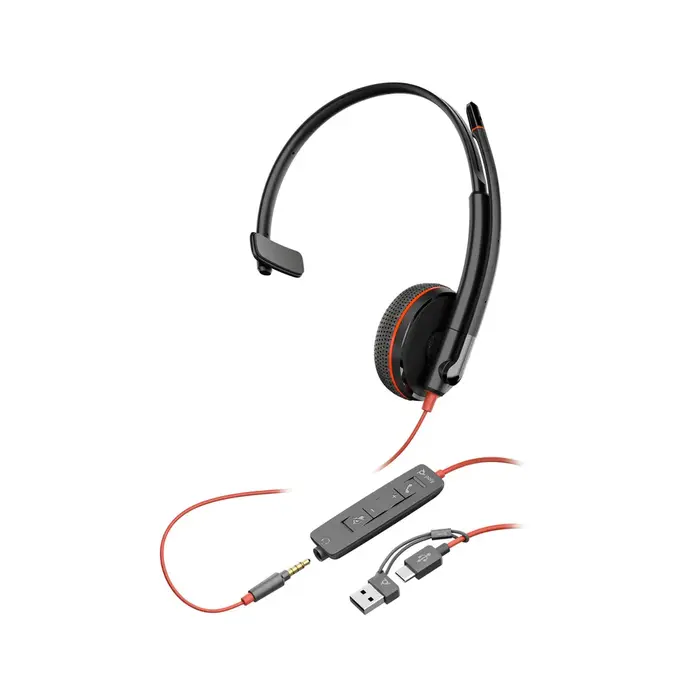 Poly Poly Blackwire 3215 Mono Headset (USB-C / USB-A / 3,5mm)