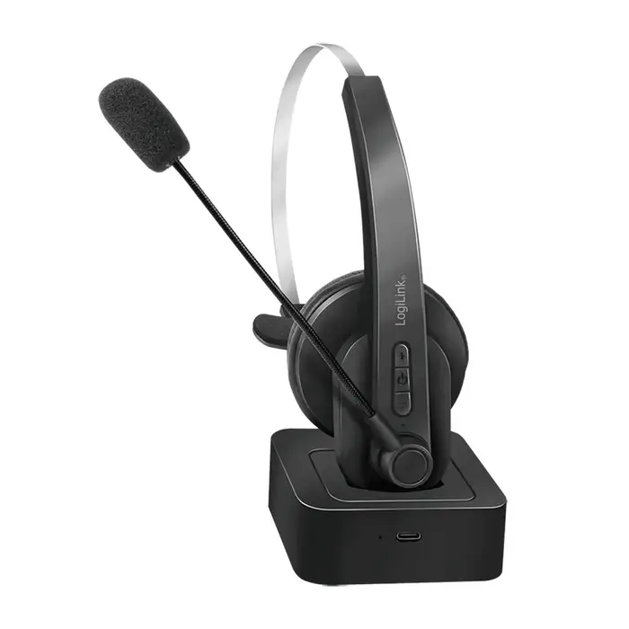 Logilink LogiLink BT0059 Enkeloors Bluetooth Headset met Oplaadstation