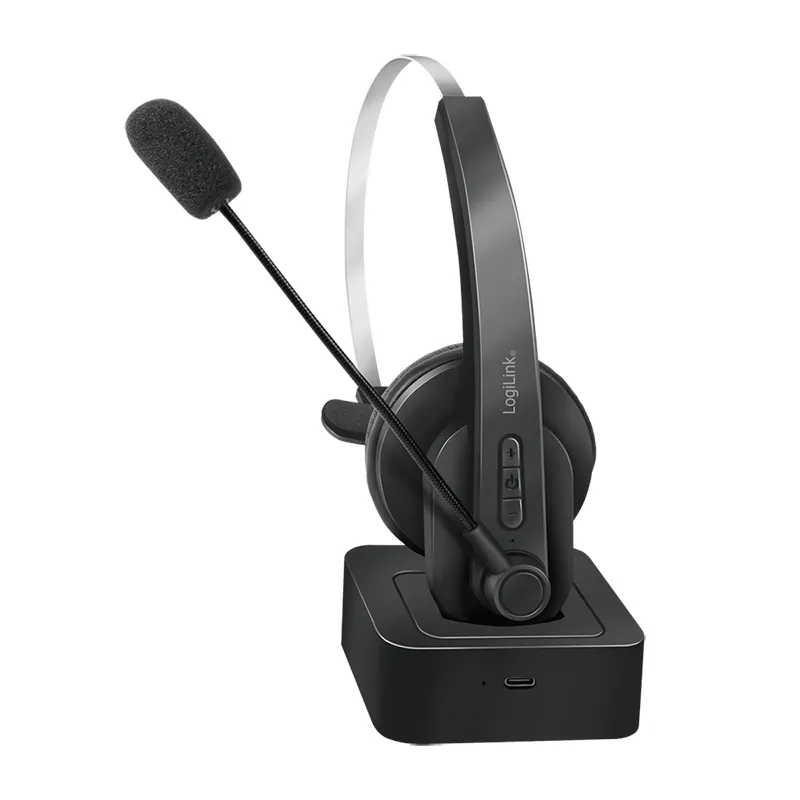 Logilink LogiLink BT0059 Enkeloors Bluetooth Headset met Oplaadstation
