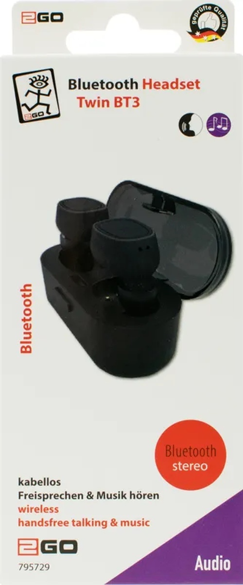 2GO 2GO TWIN BT Draadloze Bluetooth Headset - Zwart