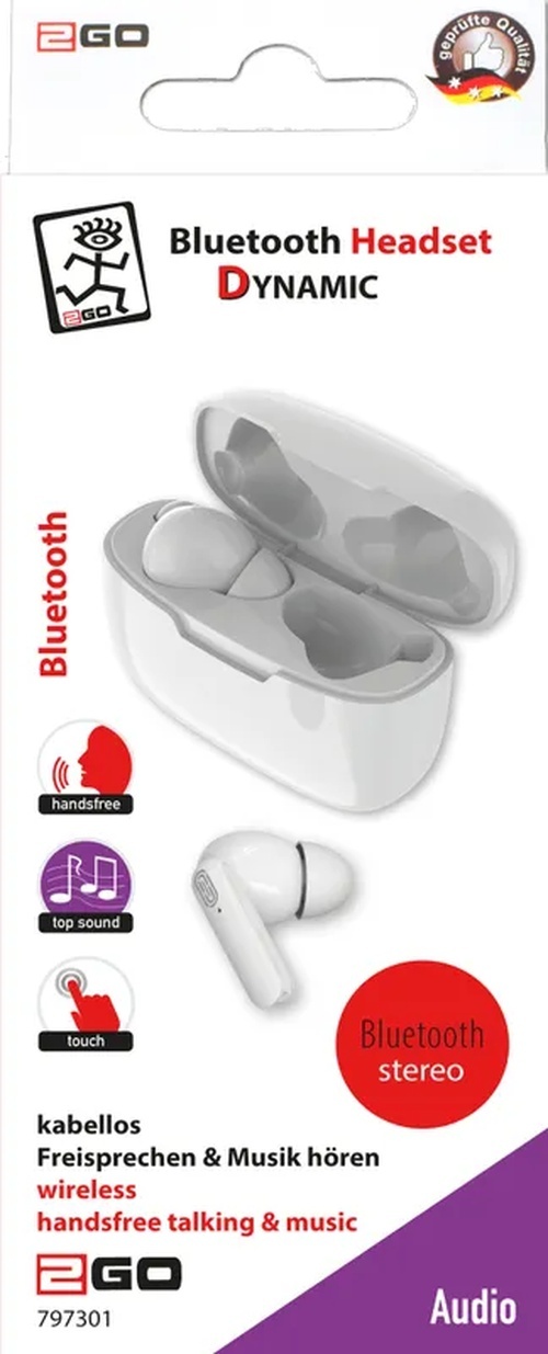 2GO 2GO TWS Dynamic Bluetooth Headset met Oplaadcase - Wit
