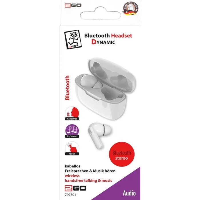 2GO 2GO TWS Dynamic Bluetooth Headset met Oplaadcase - Wit