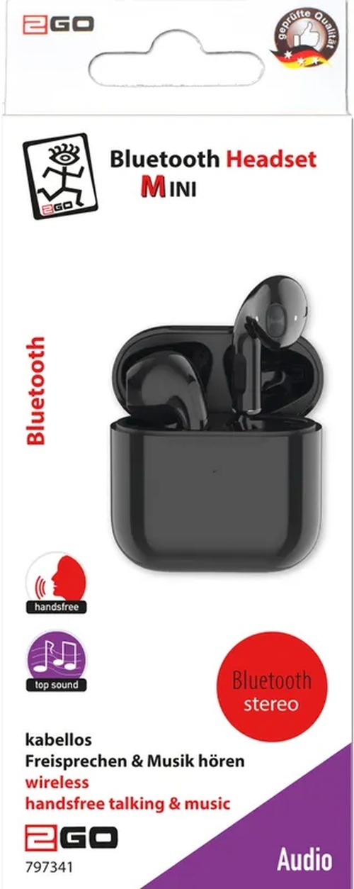 2GO 2GO Bluetooth Headset "TWS Mini" - Zwart