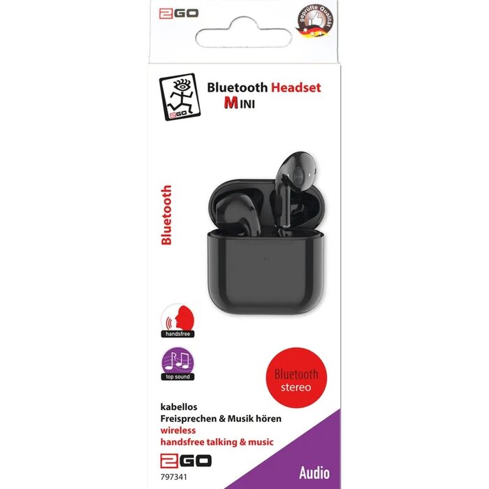 2GO 2GO Bluetooth Headset "TWS Mini" - Zwart