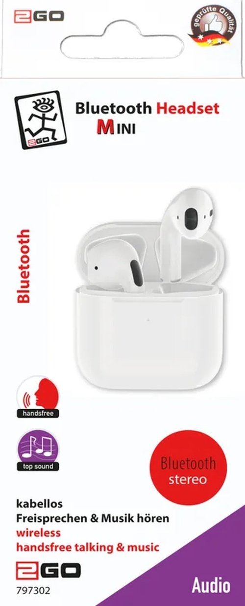 2GO 2GO Bluetooth Headset "TWS Mini" - Wit