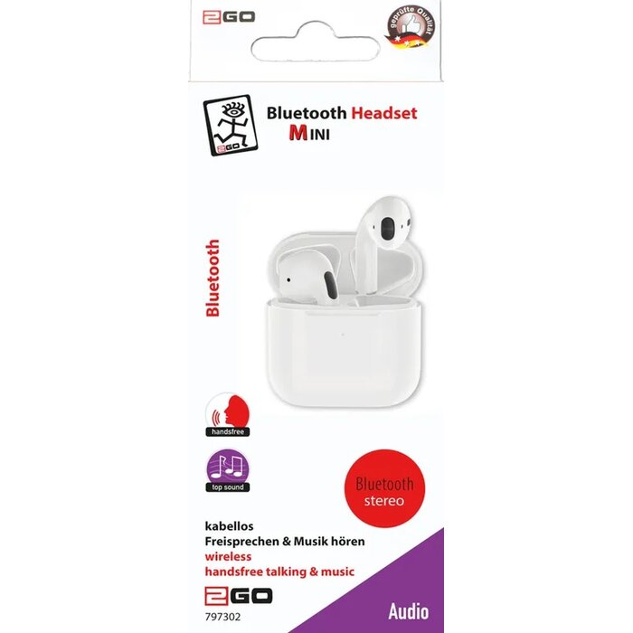 2GO 2GO Bluetooth Headset "TWS Mini" - Wit