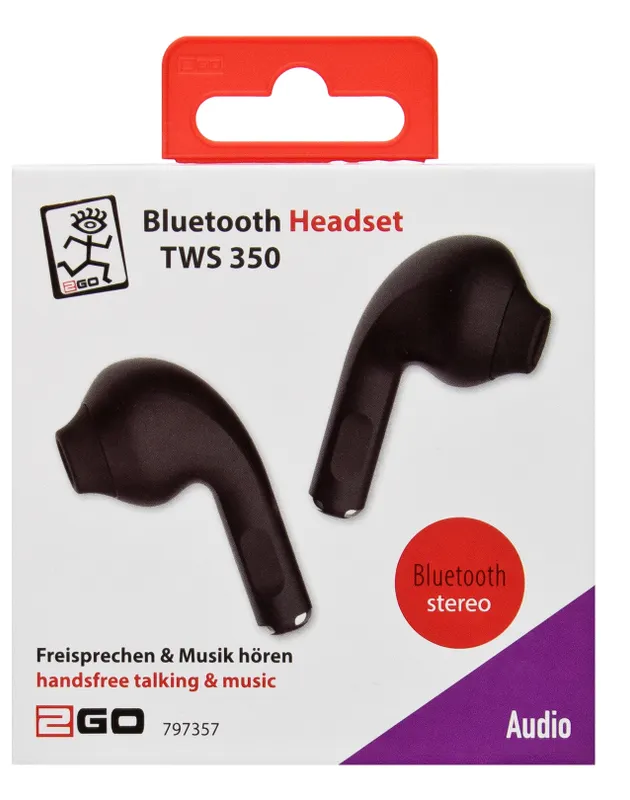 2GO 2GO TWS 350 Bluetooth Headset Zwart