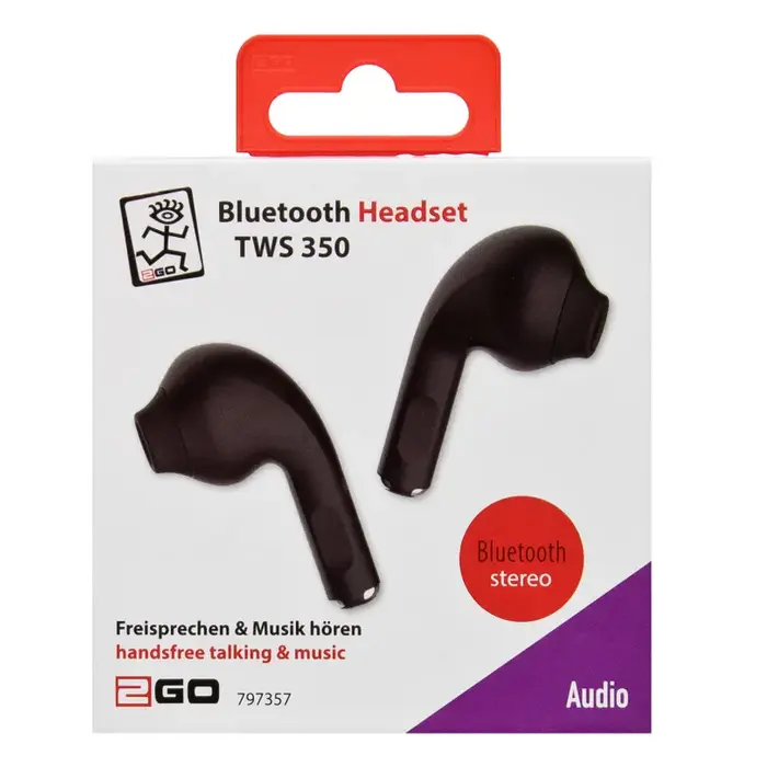 2GO 2GO TWS 350 Bluetooth Headset Zwart
