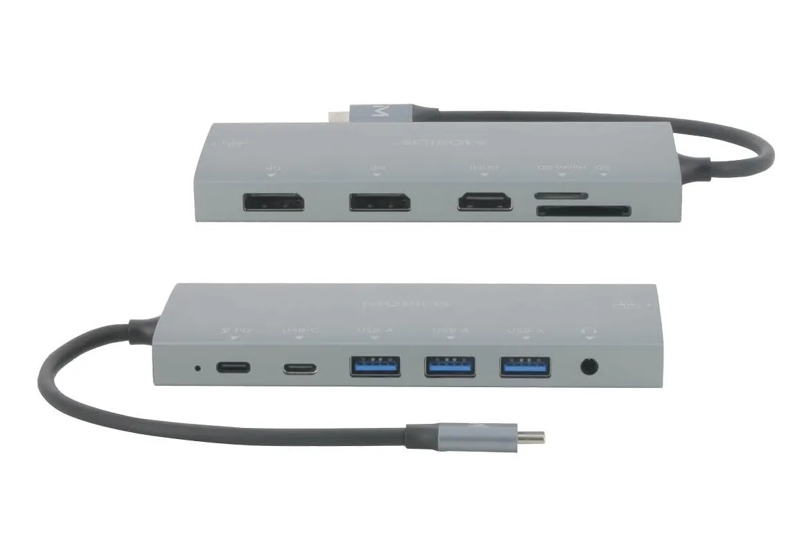 Mobilis Mobilis USB-C Docking Station 12-in-1 - 100W Power Delivery - Aluminium