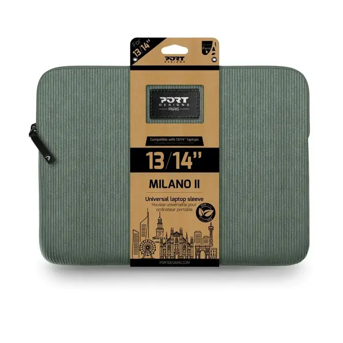 Port Port Designs Milano II ECO Laptoptas 13-14 inch - Saliegroen