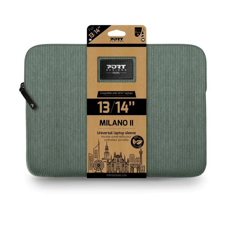 Port Port Designs Milano II ECO Laptoptas 13-14 inch - Saliegroen