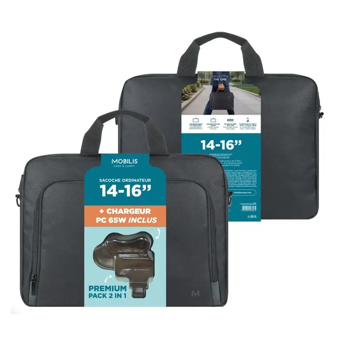 Mobilis Mobilis TheOne Briefcase Toploading 14-16" Laptoptas met 65W Laptoplader