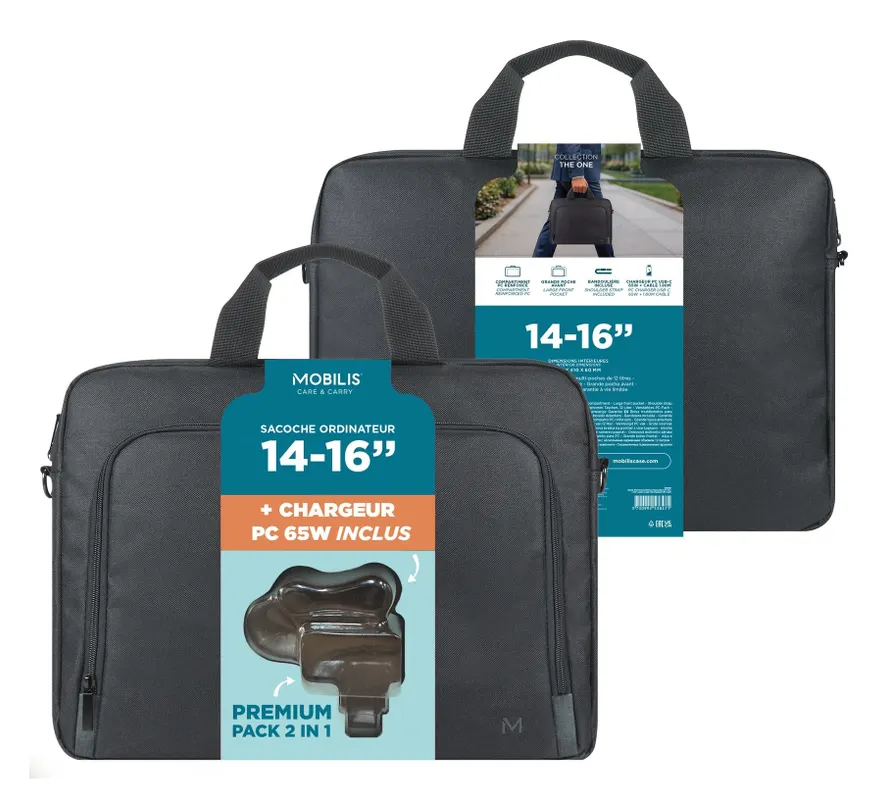 Mobilis Mobilis TheOne Briefcase Toploading 14-16" Laptoptas met 65W Laptoplader, foto 3 van 3