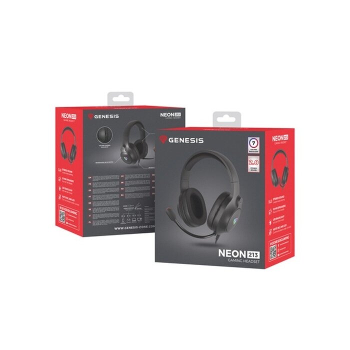 Genesis Genesis NEON 213 Bedrade Headset met RGB - Zwart
