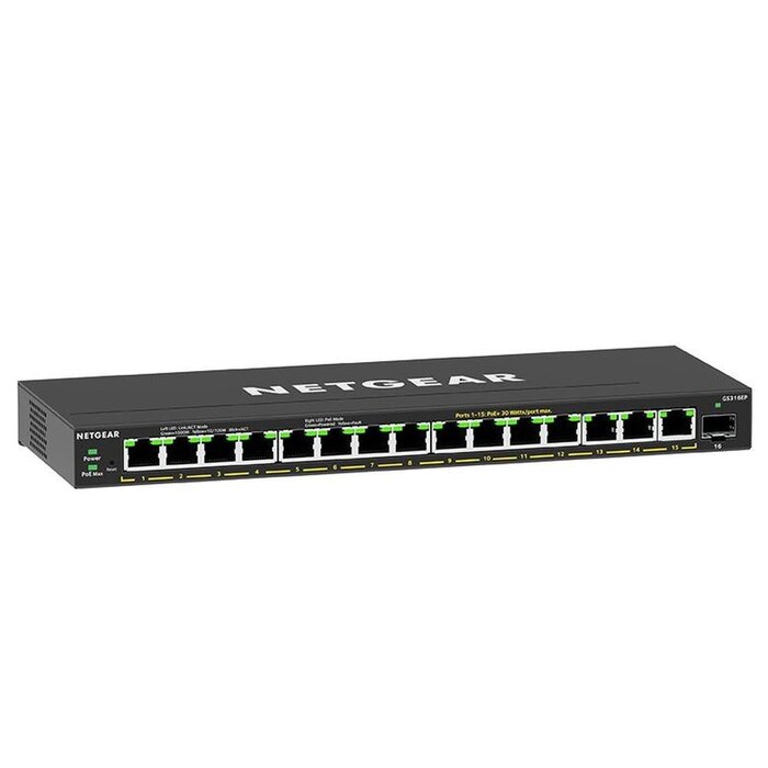 Netgear Netgear GS316EP 15-Poorts Gigabit Plus PoE+ Switch met 1x SFP (180W)