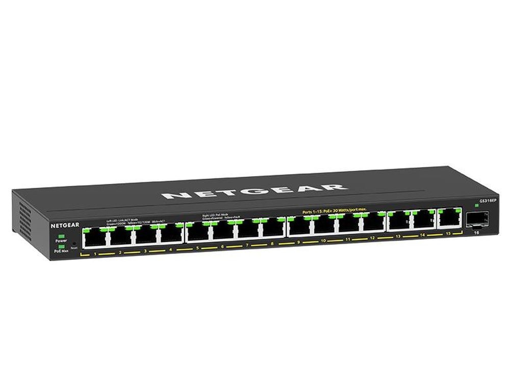 Netgear Netgear GS316EP 15-Poorts Gigabit Plus PoE+ Switch met 1x SFP (180W)