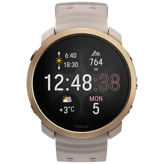 Polar Polar Vantage M3 Sporthorloge Goud met Beige Siliconenband