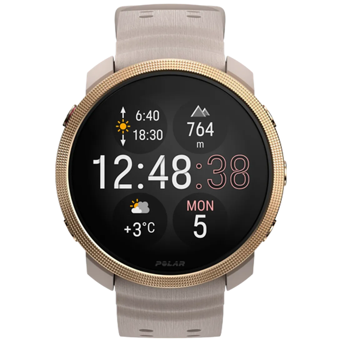Polar Polar Vantage M3 Sporthorloge Goud met Beige Siliconenband