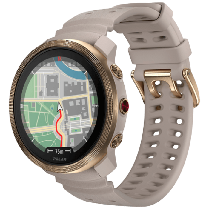 Polar Polar Vantage M3 Sporthorloge Goud met Beige Siliconenband