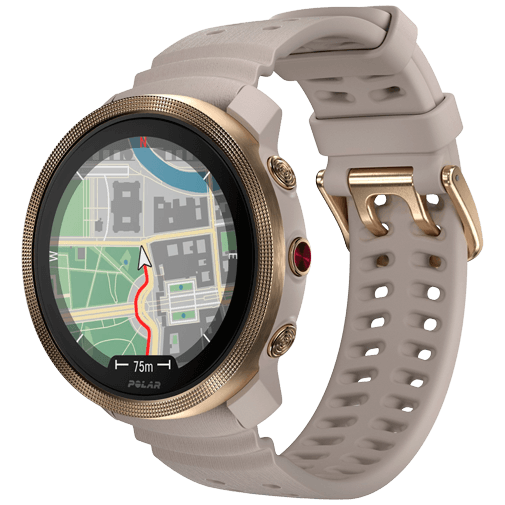Polar Polar Vantage M3 Sporthorloge Goud met Beige Siliconenband