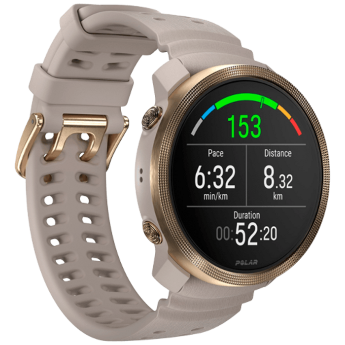 Polar Polar Vantage M3 Sporthorloge Goud met Beige Siliconenband