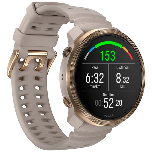 Polar Polar Vantage M3 Sporthorloge Goud met Beige Siliconenband
