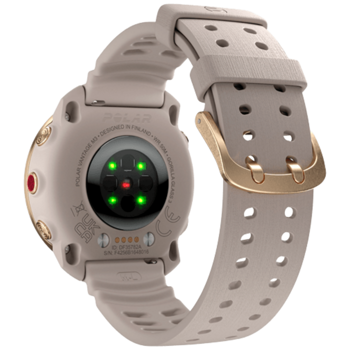 Polar Polar Vantage M3 Sporthorloge Goud met Beige Siliconenband