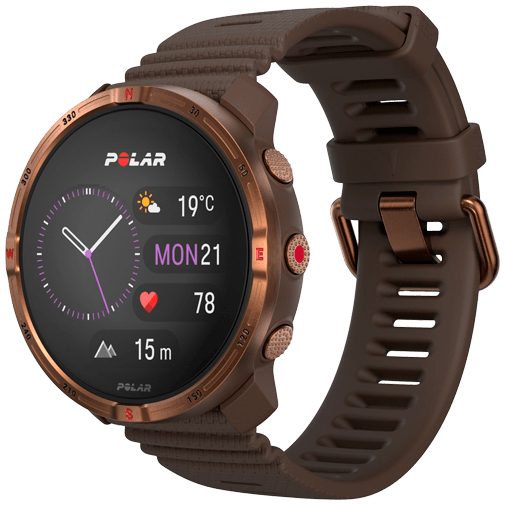 Polar Polar Grit X2 Sporthorloge Bruin - Siliconen Band S/L