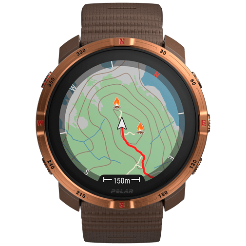 Polar Polar Grit X2 Sporthorloge Bruin - Siliconen Band S/L