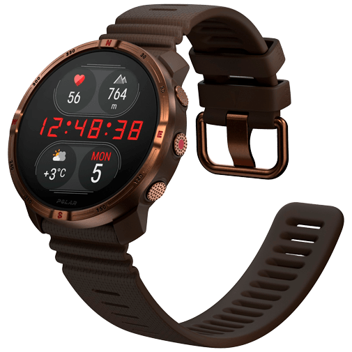 Polar Polar Grit X2 Sporthorloge Bruin - Siliconen Band S/L