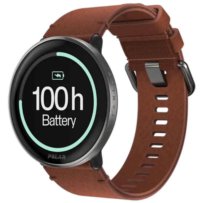 Polar Polar Ignite 3 Titanium Smartwatch - Bruin Leer M-L