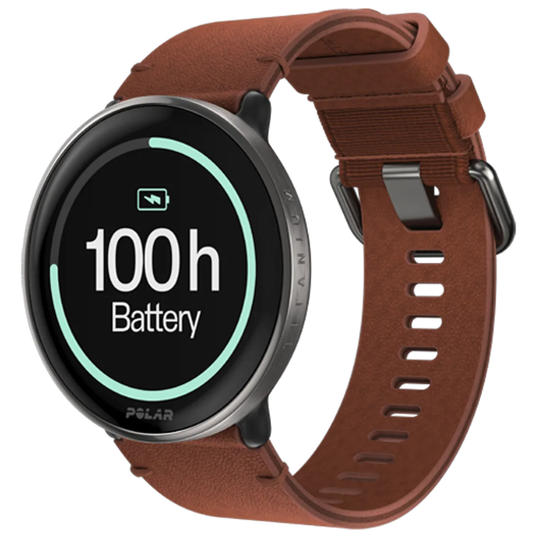 Polar Polar Ignite 3 Titanium Smartwatch - Bruin Leer M-L