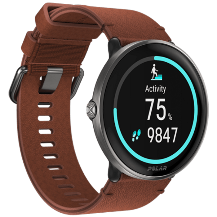 Polar Polar Ignite 3 Titanium Smartwatch - Bruin Leer M-L