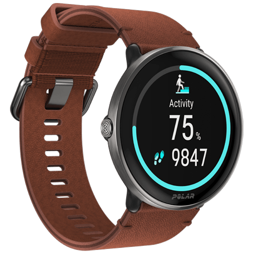 Polar Polar Ignite 3 Titanium Smartwatch - Bruin Leer M-L
