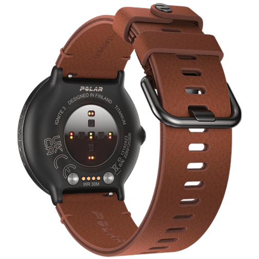 Polar Polar Ignite 3 Titanium Smartwatch - Bruin Leer M-L