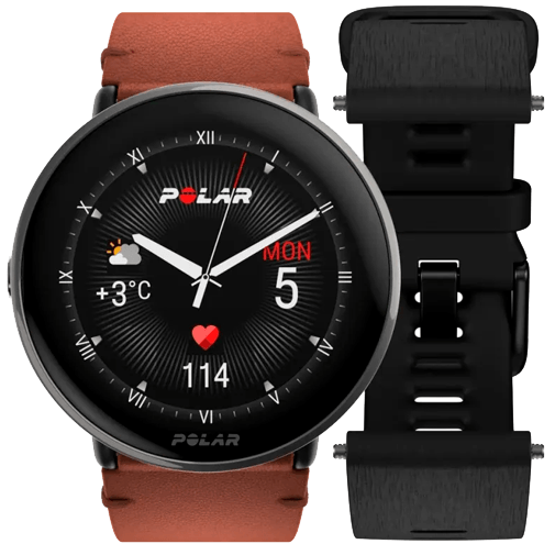 Polar Polar Ignite 3 Titanium Smartwatch - Bruin Leer M-L
