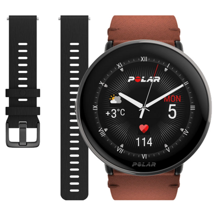 Polar Polar Ignite 3 Titanium Smartwatch - Bruin Leer M-L