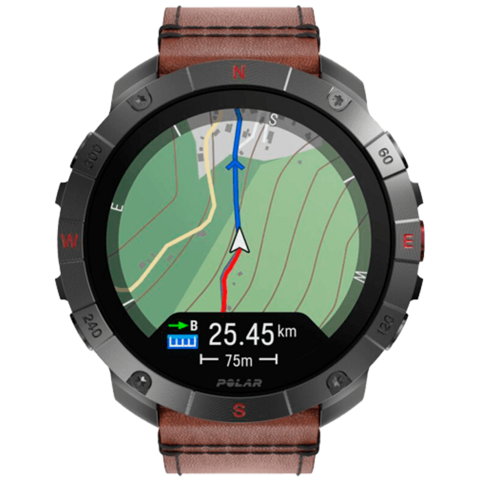 Polar Polar Grit X2 Pro Titan Outdoor Smartwatch Zwart M/L (Leer & Siliconen Band)