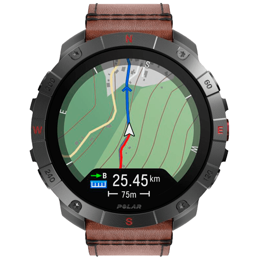 Polar Polar Grit X2 Pro Titan Outdoor Smartwatch Zwart M/L (Leer & Siliconen Band)