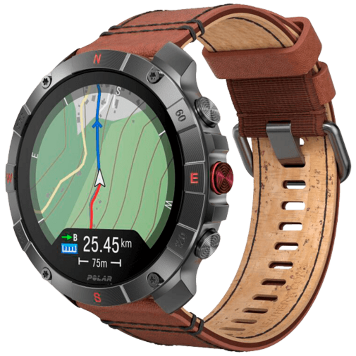 Polar Polar Grit X2 Pro Titan Outdoor Smartwatch Zwart M/L (Leer & Siliconen Band)