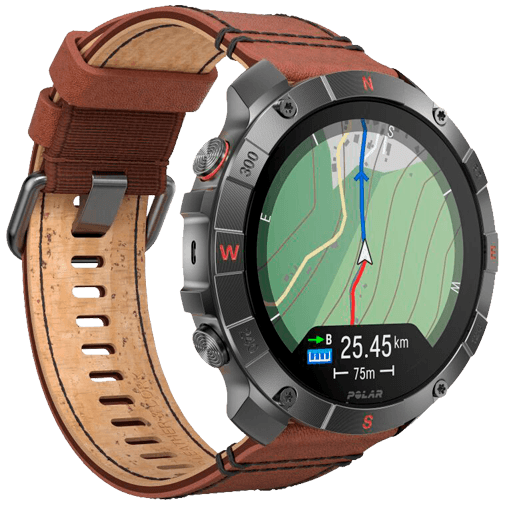 Polar Polar Grit X2 Pro Titan Outdoor Smartwatch Zwart M/L (Leer & Siliconen Band)