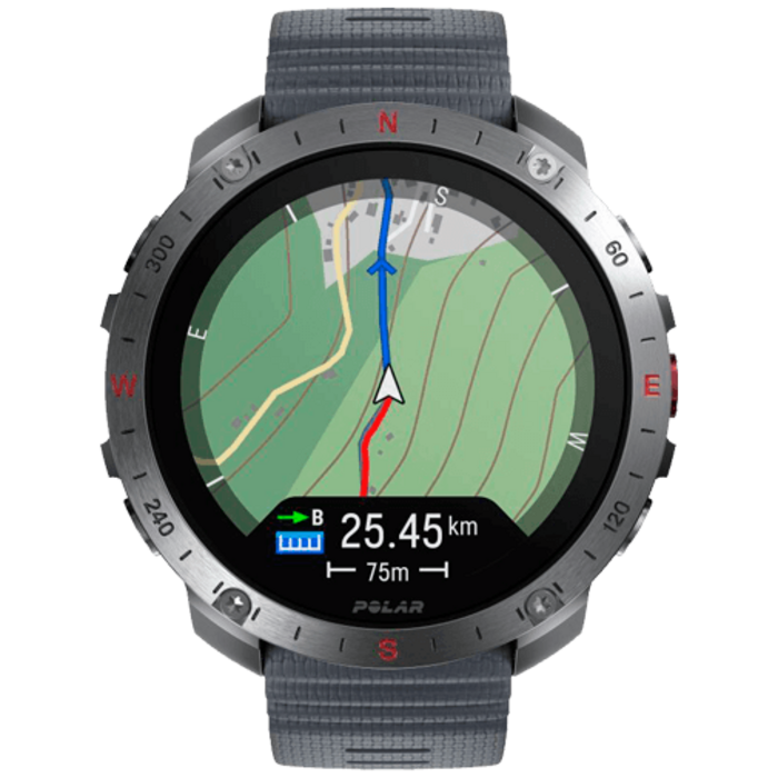 Polar Polar Grit X2 Pro Smartwatch Zilver S-L - Grijze Band
