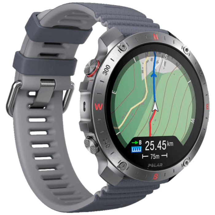 Polar Polar Grit X2 Pro Smartwatch Zilver S-L - Grijze Band