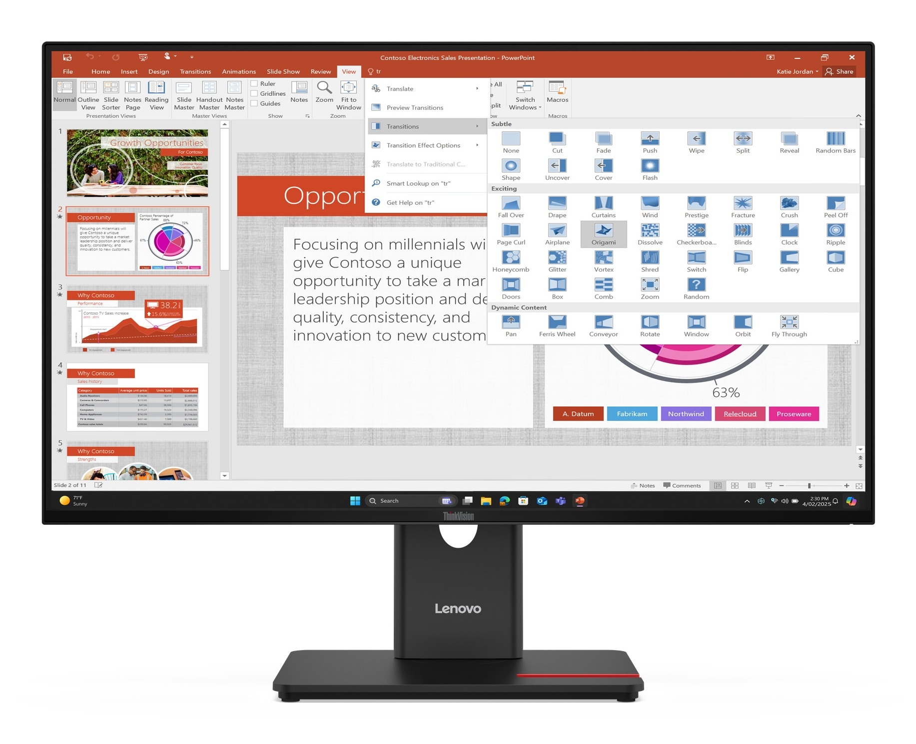 Lenovo Lenovo ThinkVision T27-40 27 inch Full HD IPS Monitor met USB-hub
