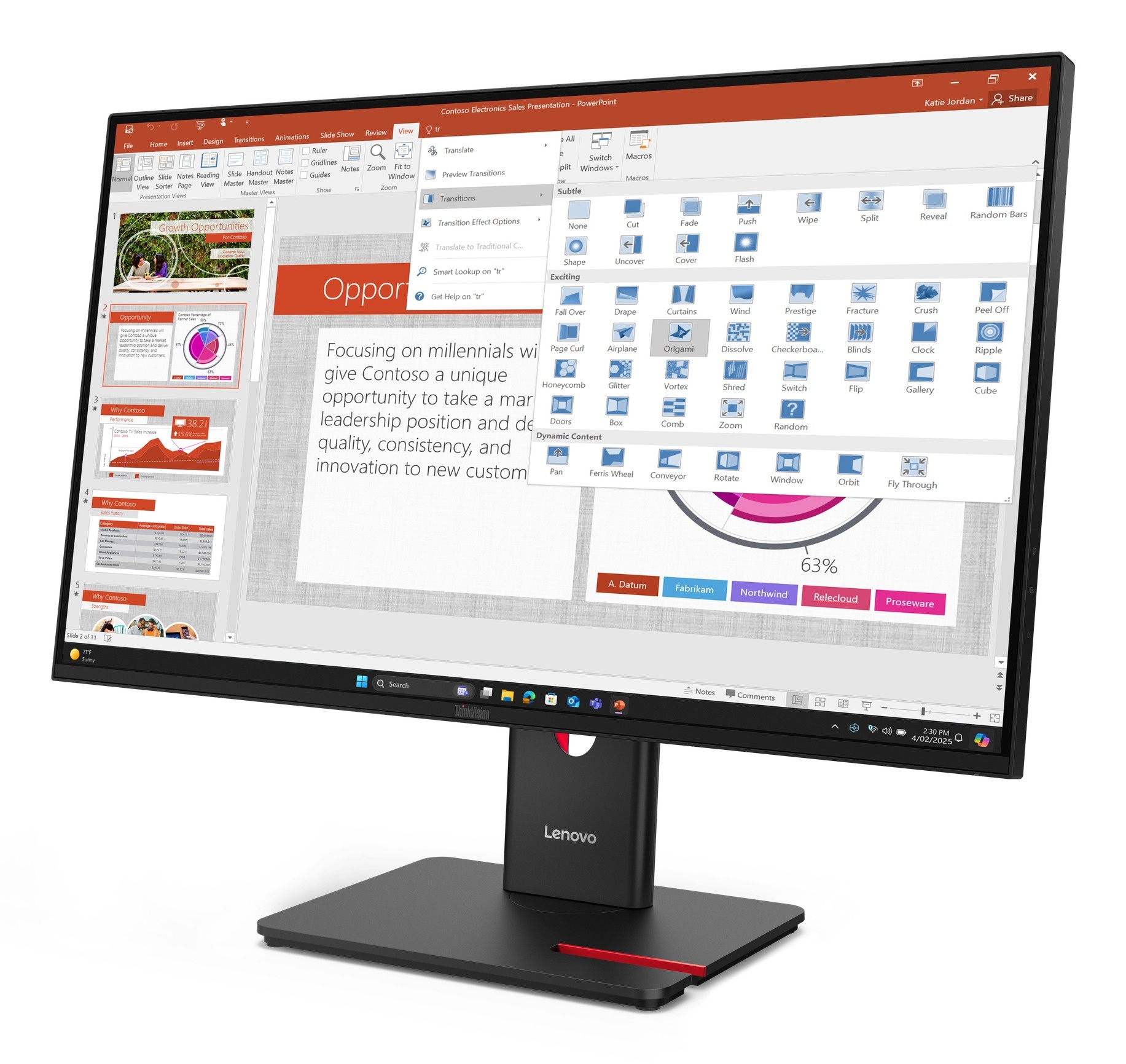 Lenovo Lenovo ThinkVision T27-40 27 inch Full HD IPS Monitor met USB-hub