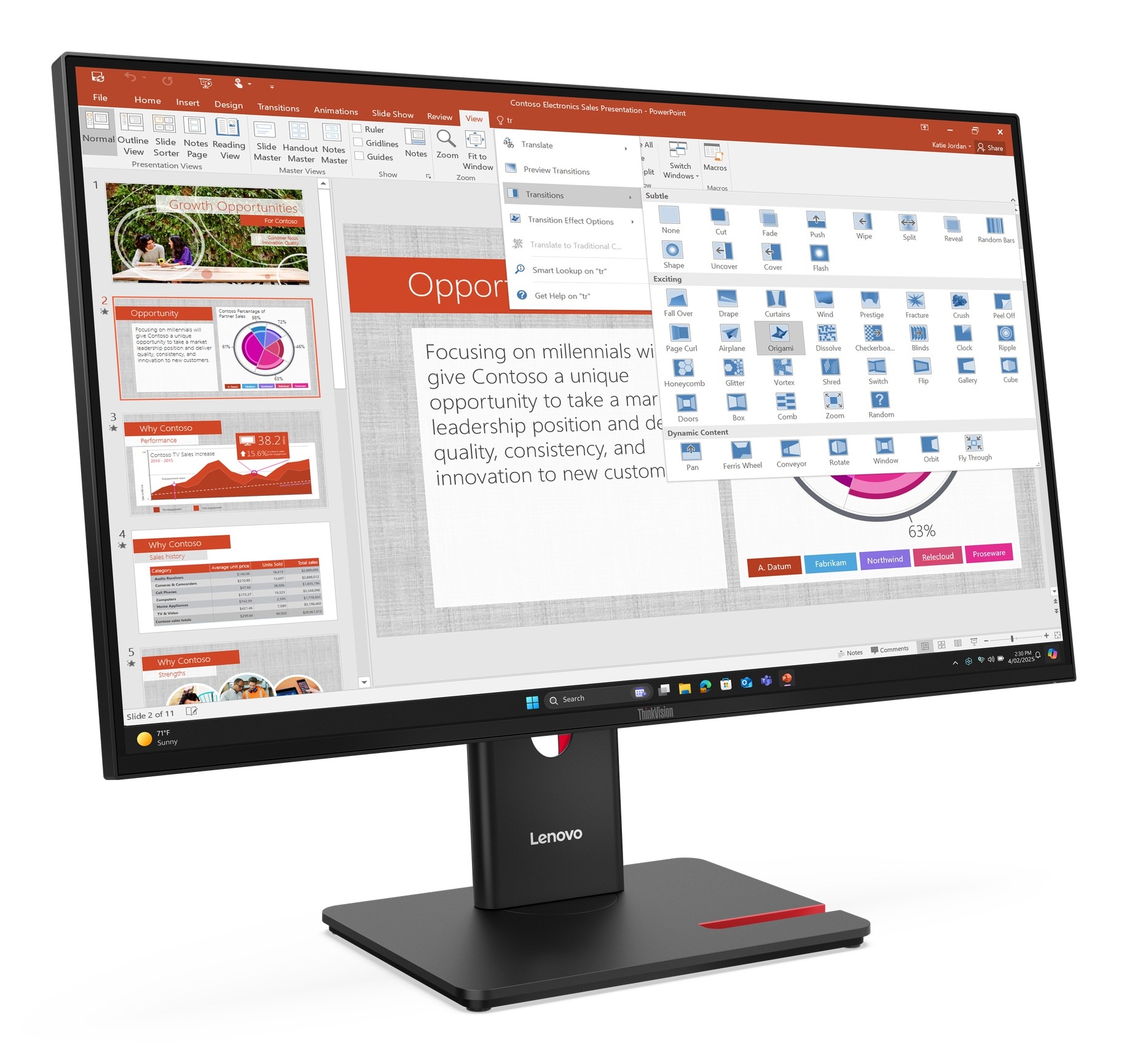 Lenovo Lenovo ThinkVision T27-40 27 inch Full HD IPS Monitor met USB-hub