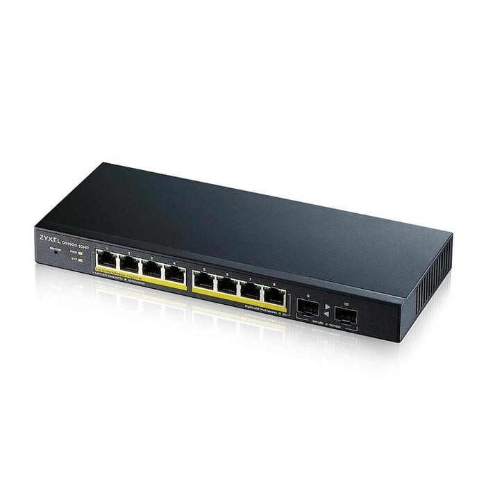 Zyxel Zyxel GS1900-10HP 8-Poorts Gigabit Managed PoE+ Switch (77W, 2x SFP)