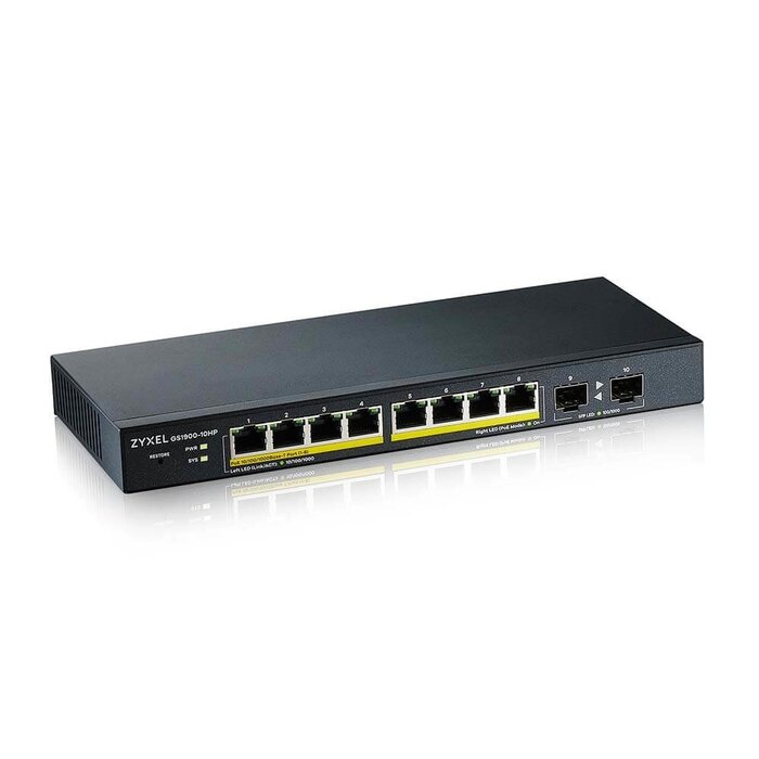 Zyxel Zyxel GS1900-10HP 8-Poorts Gigabit Managed PoE+ Switch (77W, 2x SFP)