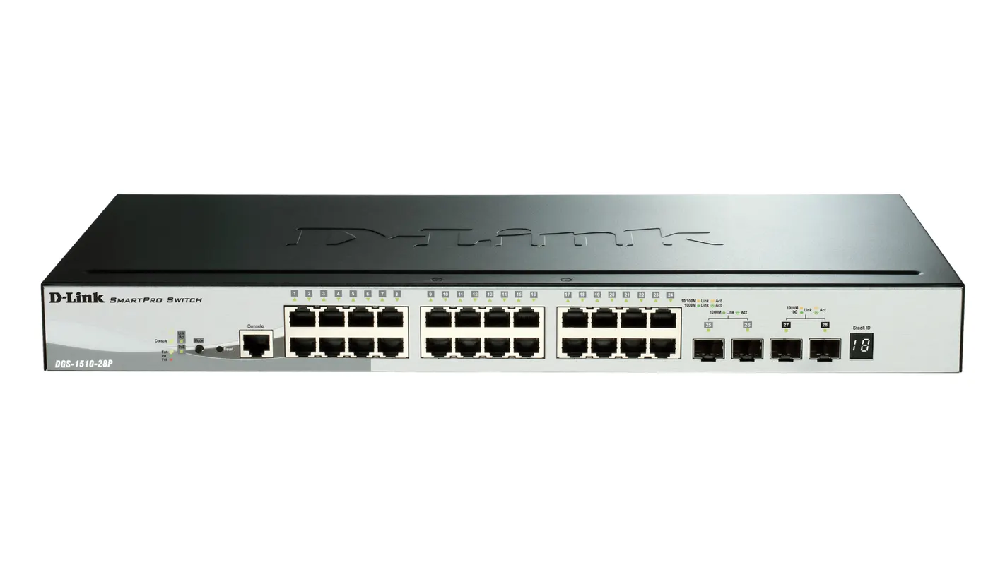 D-Link D-Link DGS-1510-28P Managed PoE Switch (24x GbE, 2x SFP+, 193W)