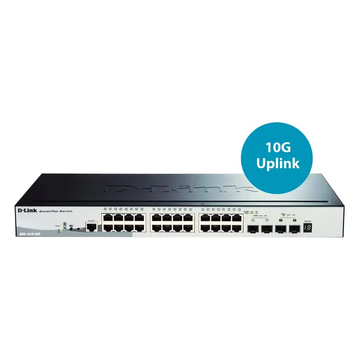 D-Link D-Link DGS-1510-28P Managed PoE Switch (24x GbE, 2x SFP+, 193W)